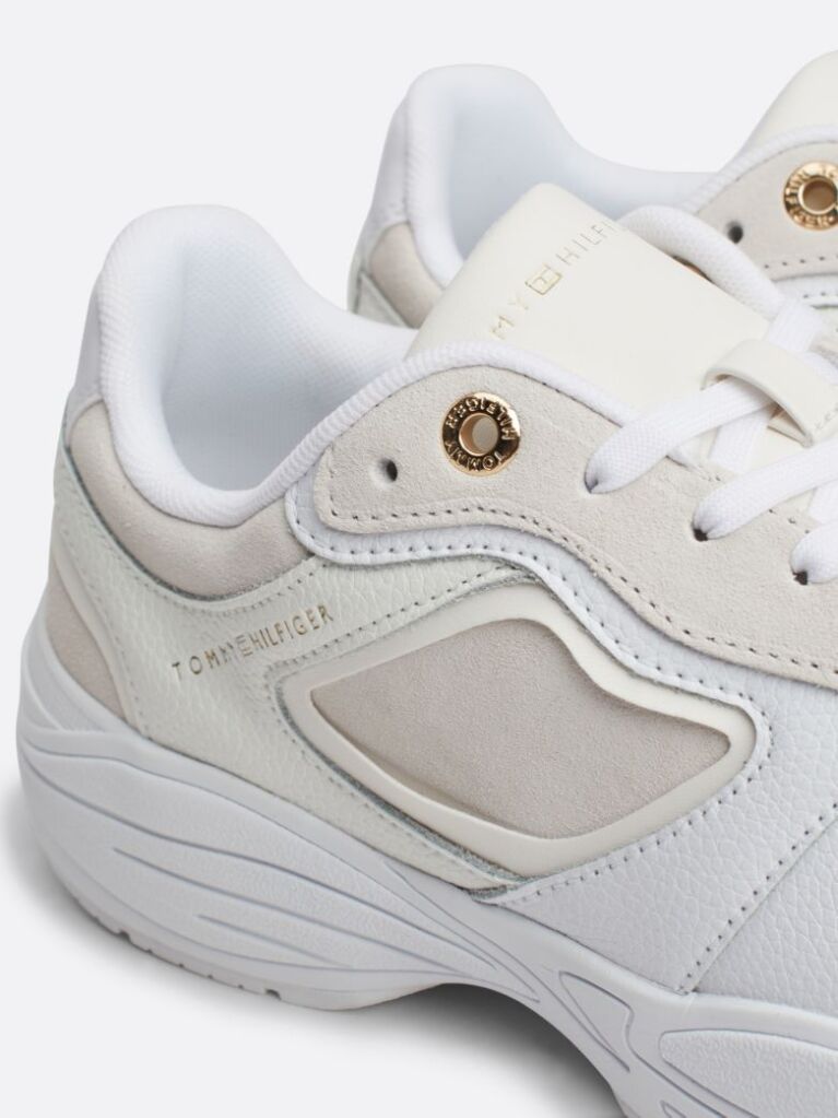 Alb Pantofi Sport Cu Textura Mixta Chuncky Runner  Femei