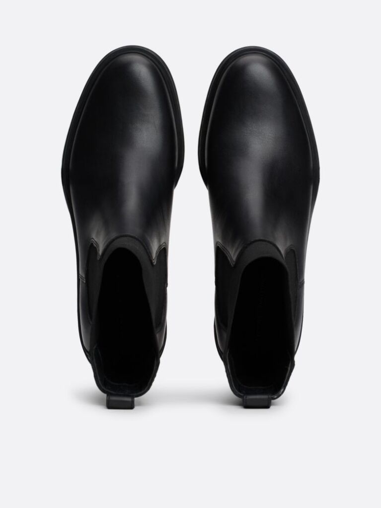 Negru Enamel Flag Leather Cleat Chelsea Boots  Femei