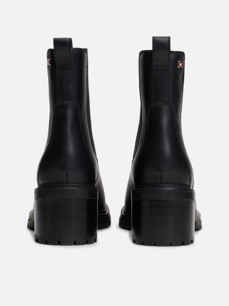 Negru Enamel Flag Leather Cleat Chelsea Boots  Femei