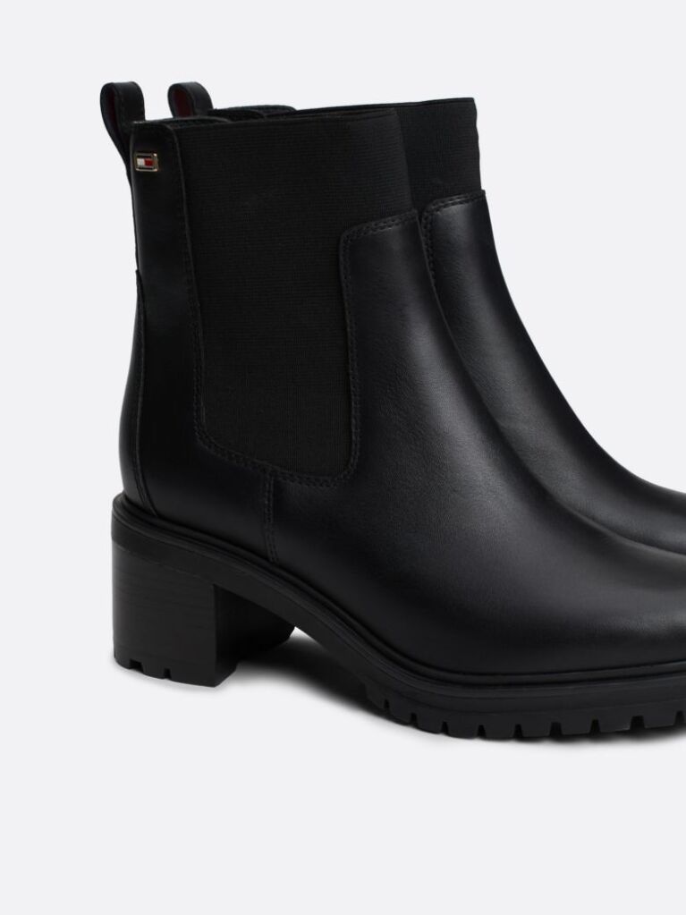 Negru Enamel Flag Leather Cleat Chelsea Boots  Femei