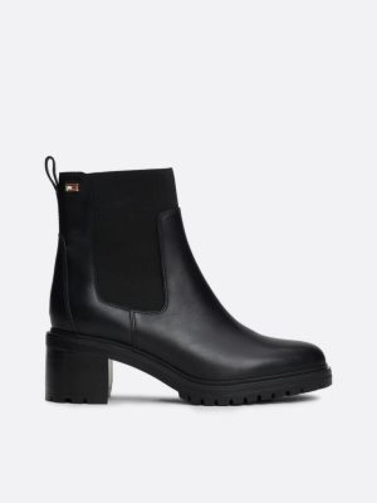 Negru Enamel Flag Leather Cleat Chelsea Boots  Femei