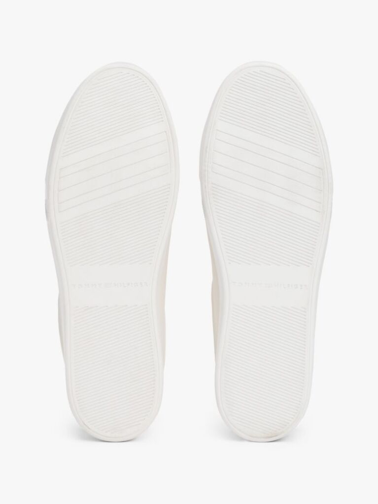 White Essential Metallic Leather Court Trainers  Women