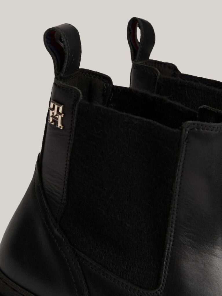 Negru Cizme Chelsea TH Monogram Din Piele  Femei