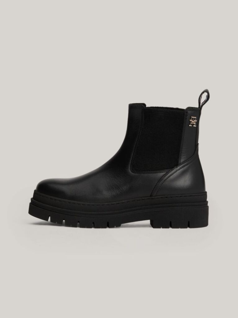 Negru Cizme Chelsea TH Monogram Din Piele  Femei
