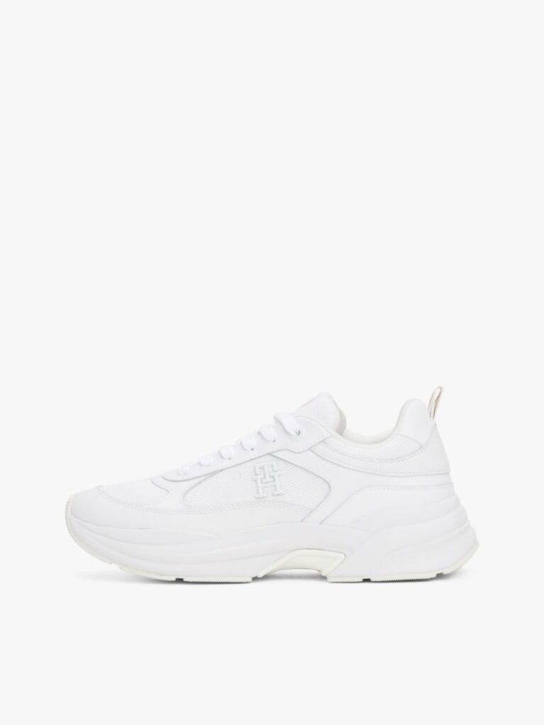 Alb Pantofi Sport Chunky Din Piele Cu Texturi Mixte  Femei