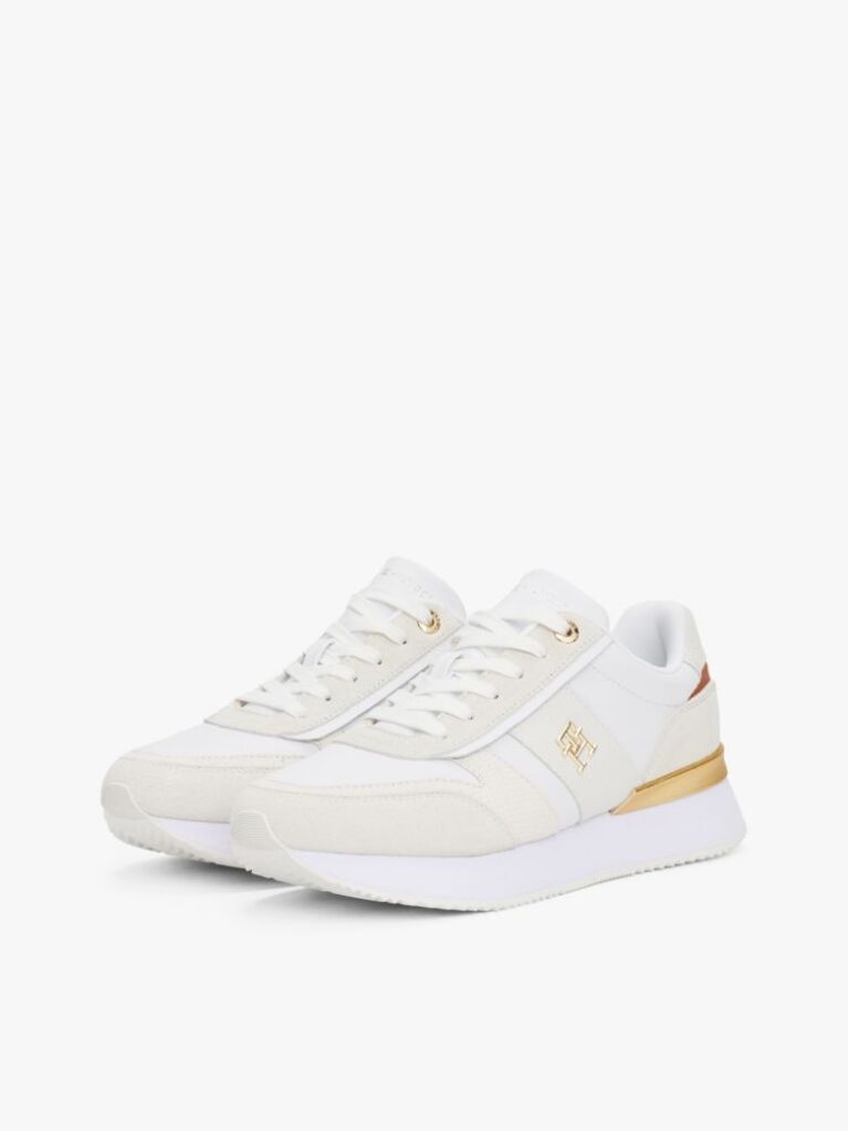 Bej Pantofi Sport Din Piele Cu Panouri Texturate Si Detalii Metalice  Femei