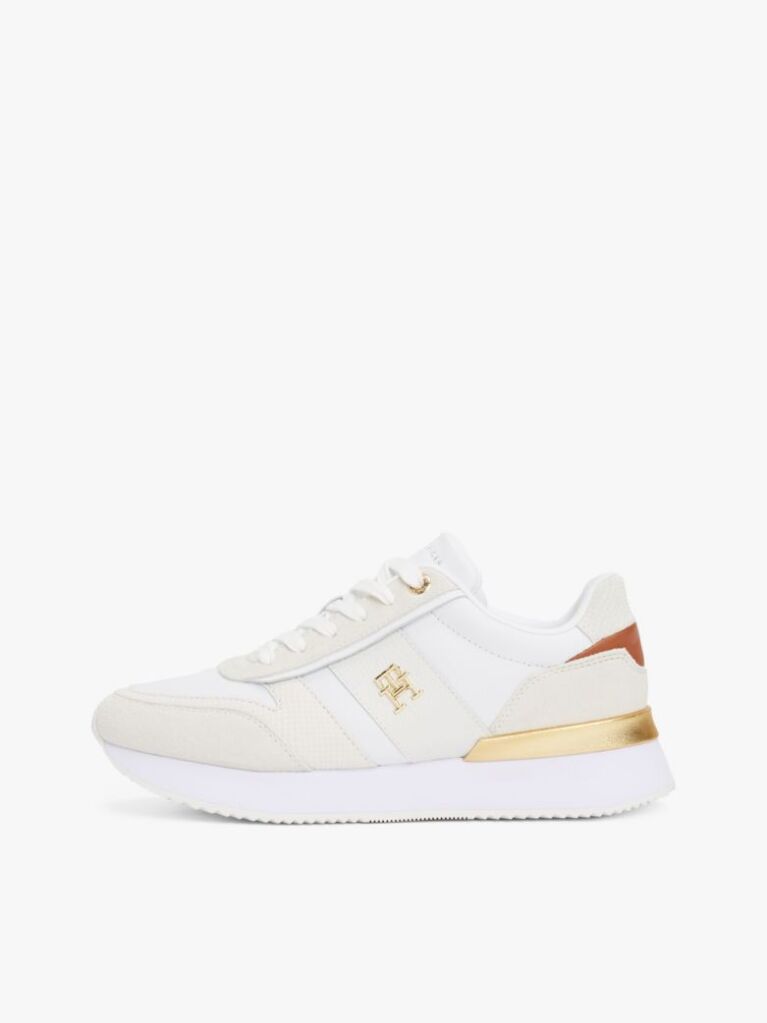 Bej Pantofi Sport Din Piele Cu Panouri Texturate Si Detalii Metalice  Femei