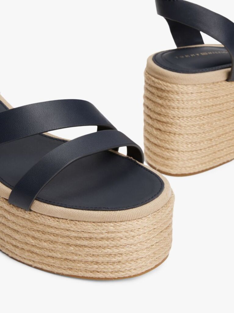 Blue Espadrile Cu Platforma Din Piele  Femei