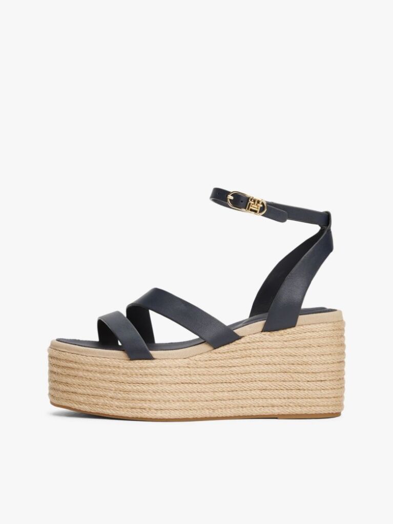 Blue Espadrile Cu Platforma Din Piele  Femei