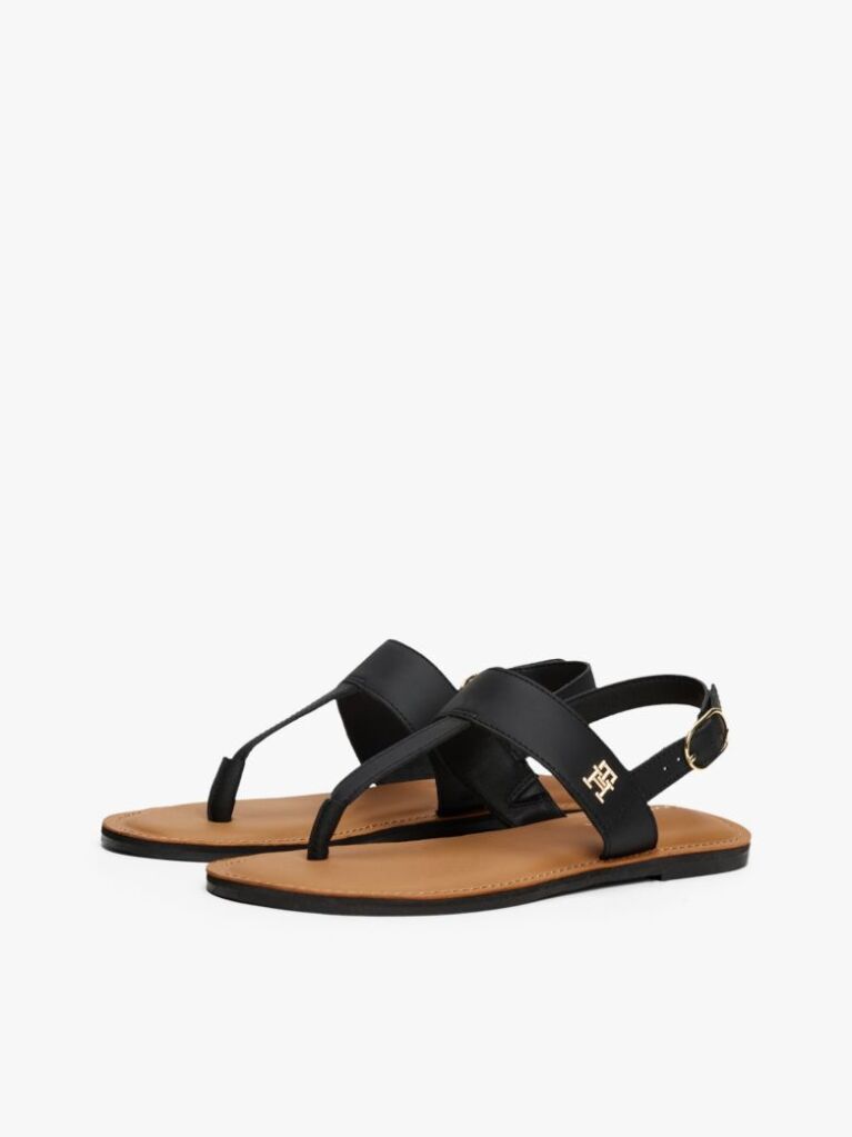 Negru Sandale Din Piele Cu Barete Pe Degete  Femei