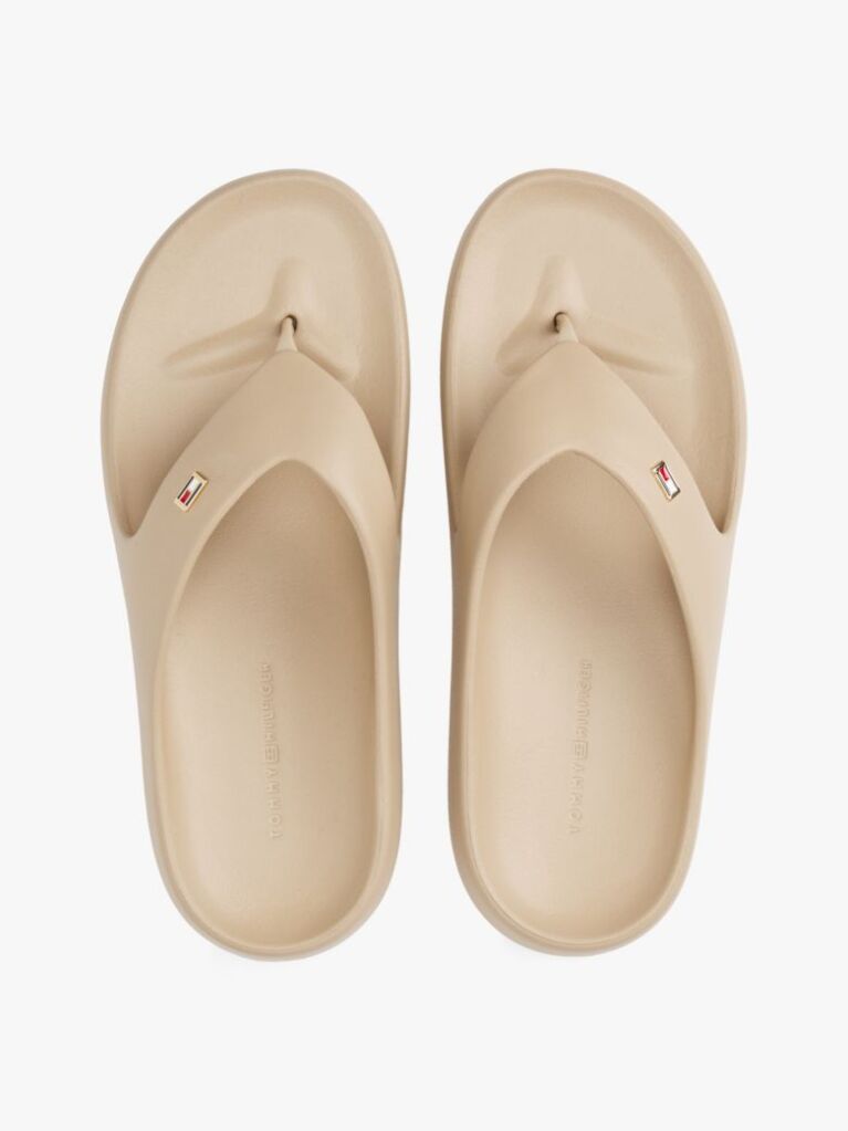Bej Flip-Flops Conturate Cu Detalii Din Email Si Steagul Th  Femei