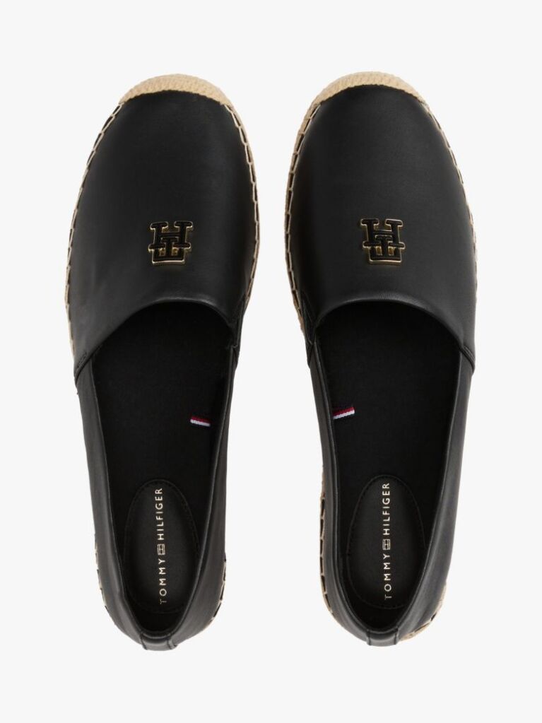 Negru Espadrile Din Piele  Femei