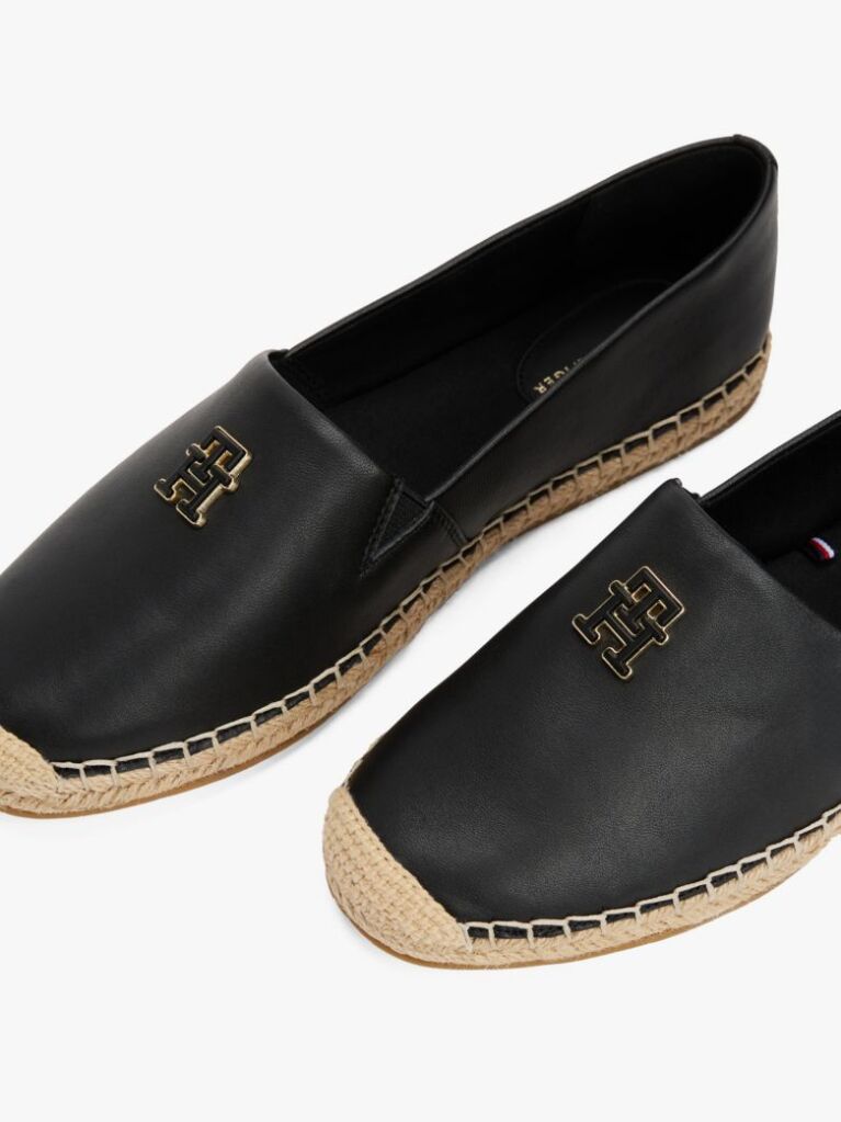 Negru Espadrile Din Piele  Femei