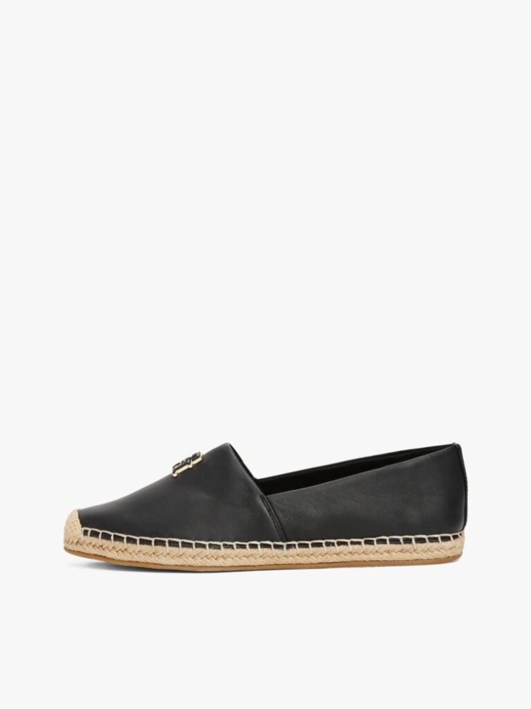 Negru Espadrile Din Piele  Femei