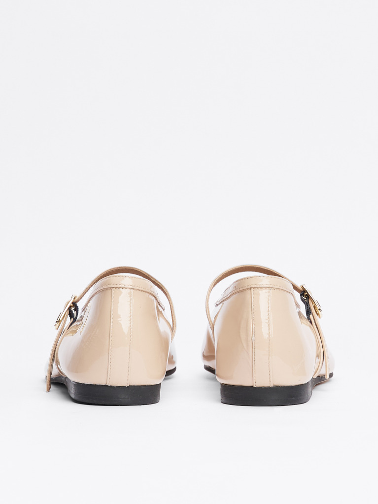Beige Patent Leather Mary Jane Ballerinas  Women