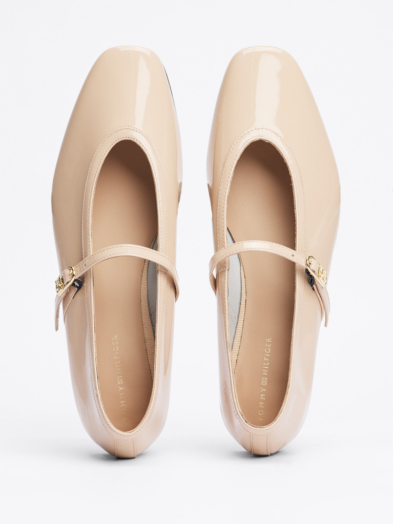 Beige Patent Leather Mary Jane Ballerinas  Women