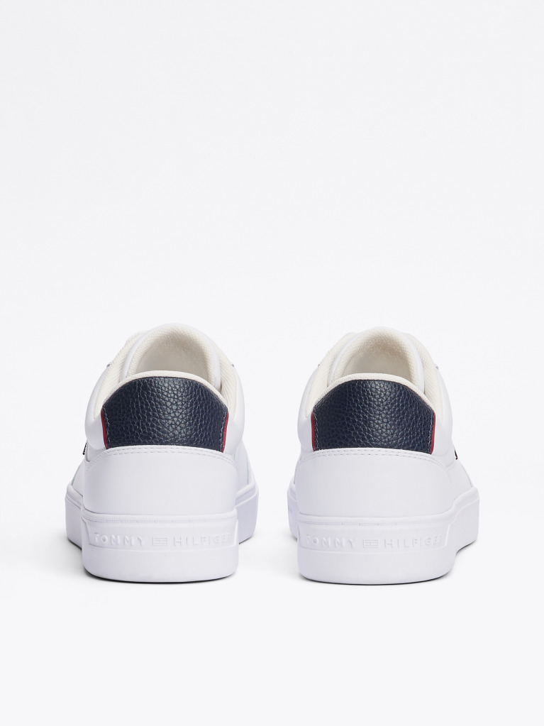 White Essential Leather Court Trainers  Women
