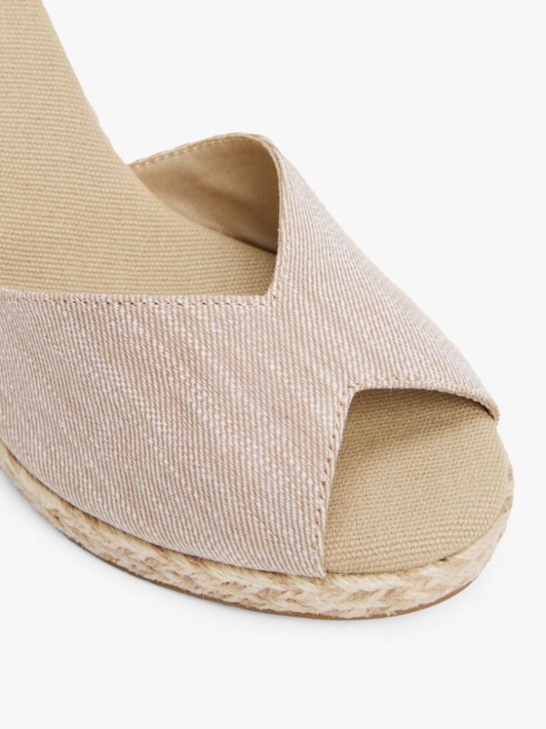 Beige Chambray Espadrille Wedge Sandals  Women