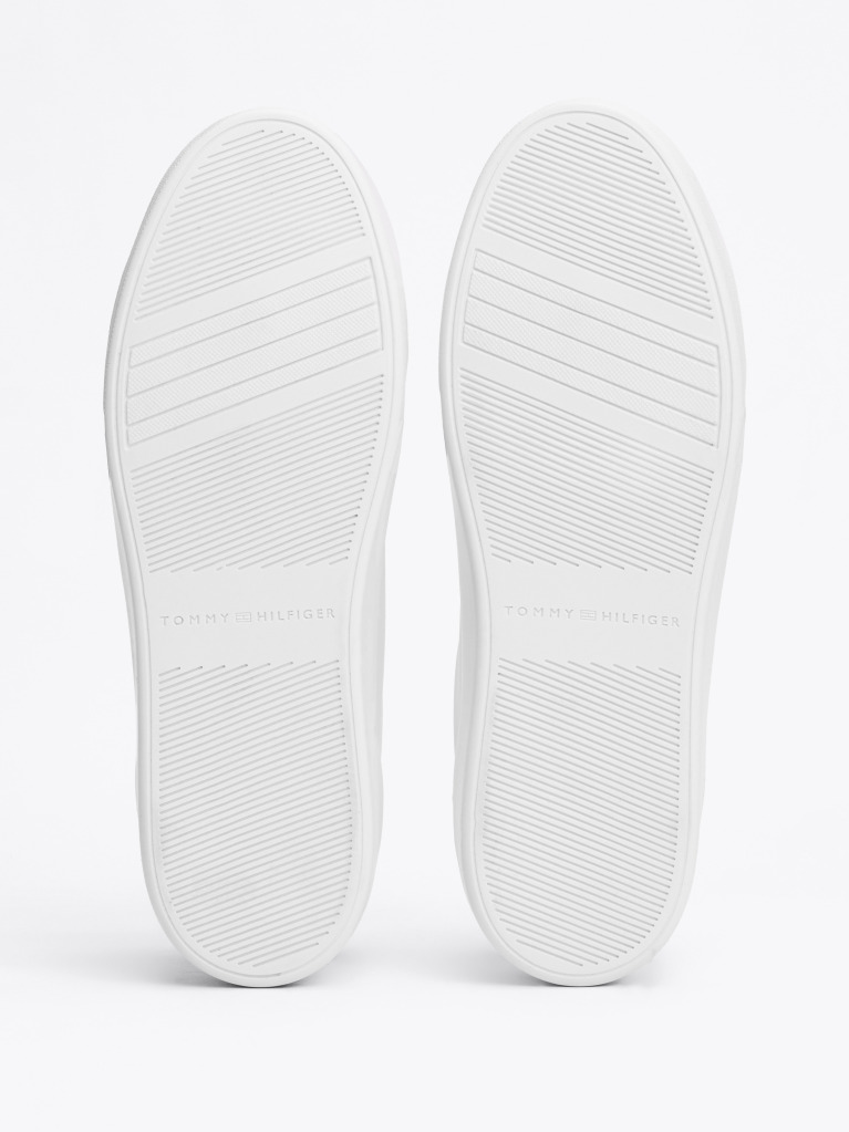 White Leather Flatform Court Trainers  Women