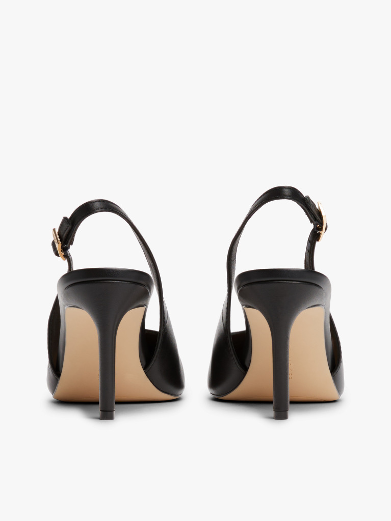 Negru Tocuri Slingback Din Piele Cu Varf Ascutit  Femei