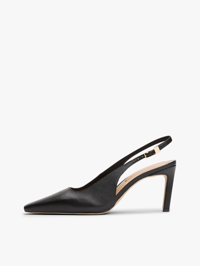 Negru Tocuri Slingback Din Piele Cu Varf Ascutit  Femei