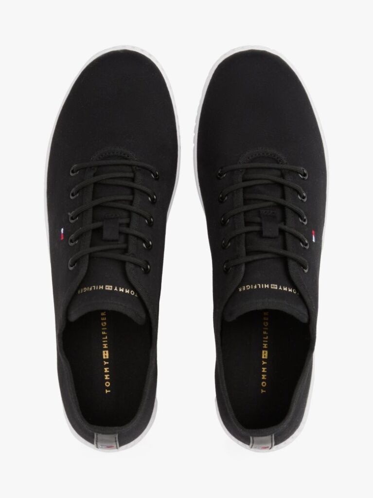 Black Canvas Flag Embroidery Trainers  Women