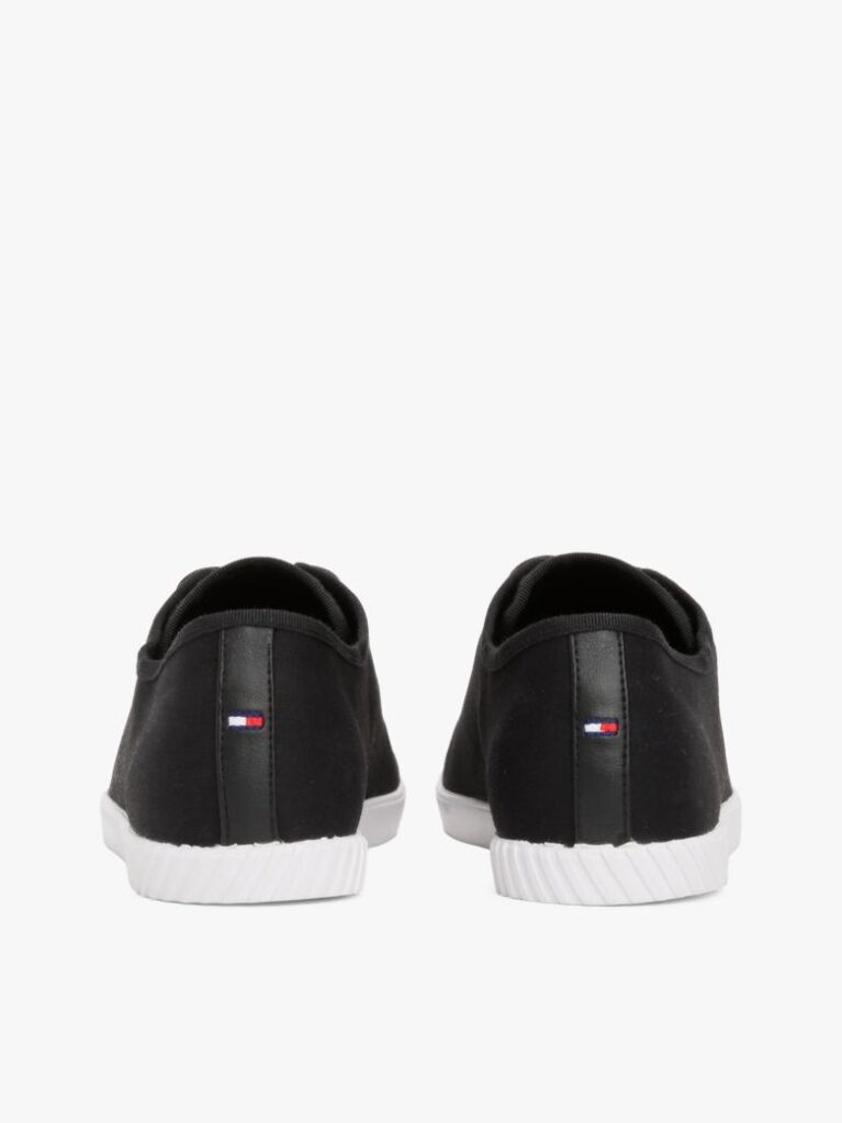 Black Canvas Flag Embroidery Trainers  Women