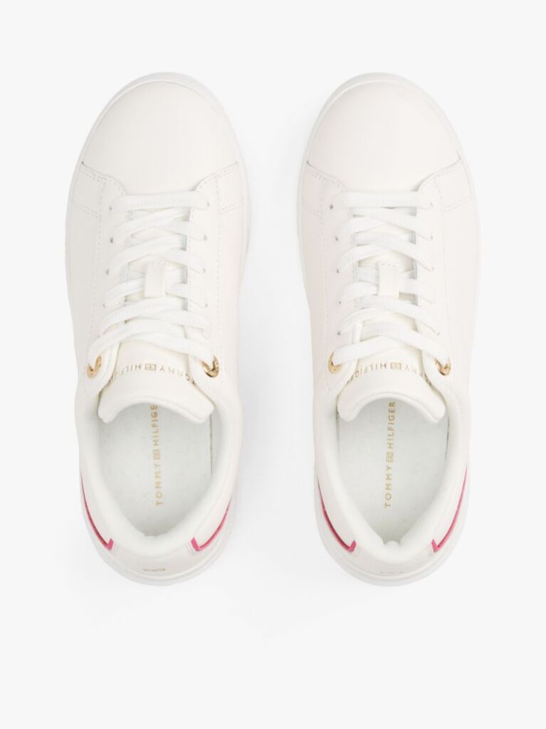 White Leather Court Trainers  Women