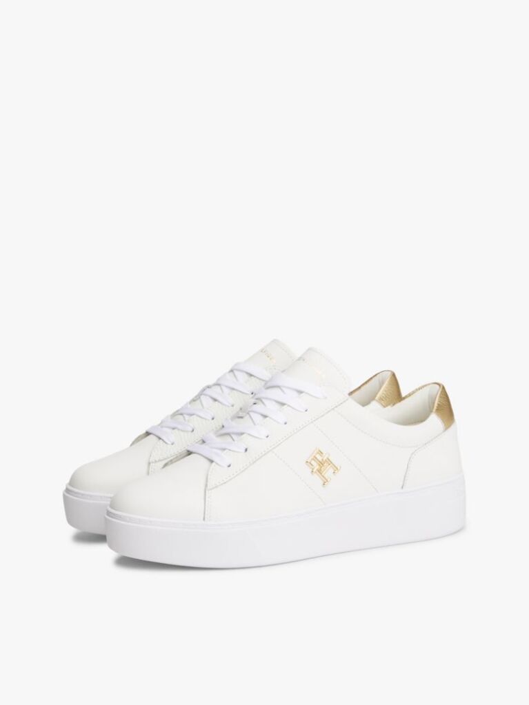 Alb Pantofi Sport Din Piele Cu Platforma  Femei