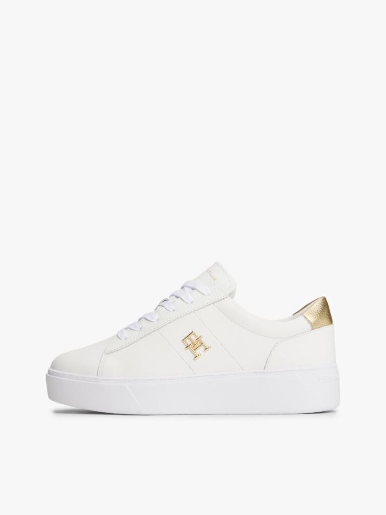 Alb Pantofi Sport Din Piele Cu Platforma  Femei