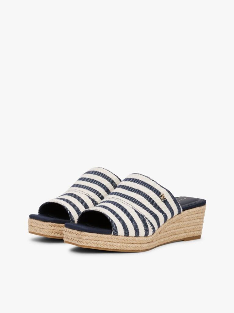 Multi Stripe Espadrille Wedge Mules  Women