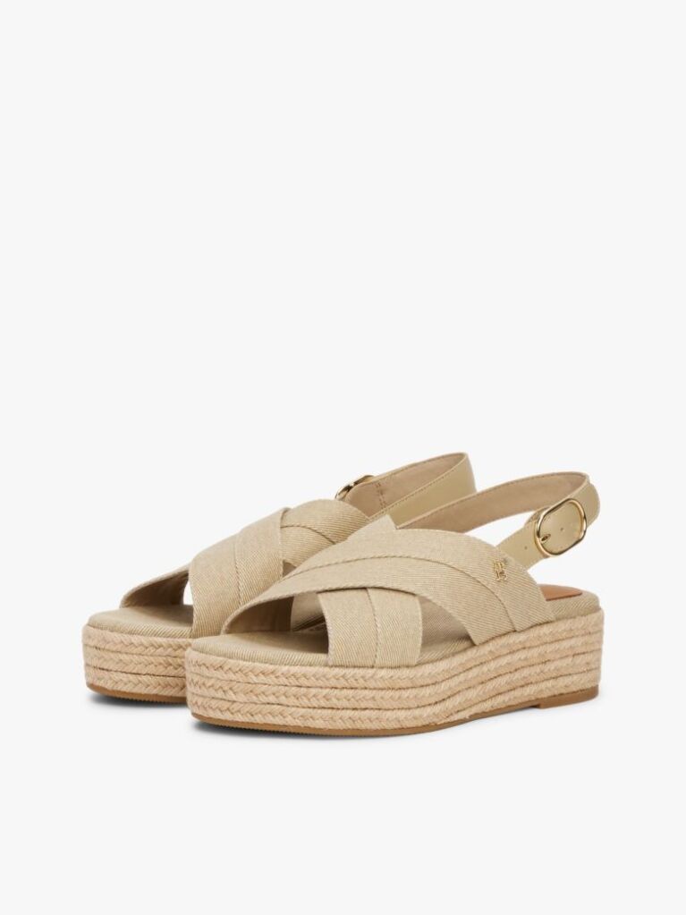 Bej Espadrile Cu Platforma Din Denim  Femei