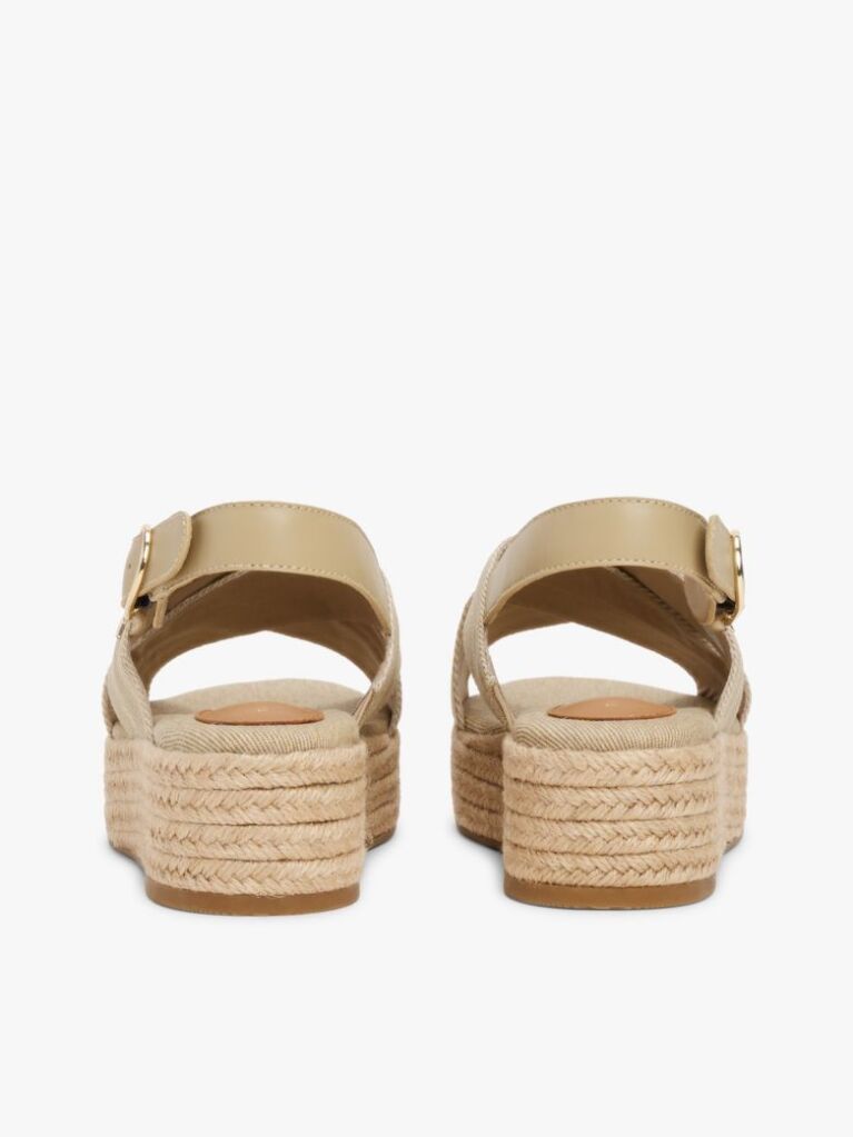 Bej Espadrile Cu Platforma Din Denim  Femei