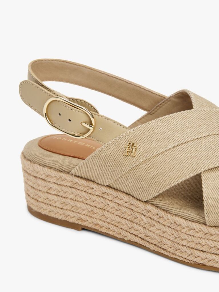 Bej Espadrile Cu Platforma Din Denim  Femei