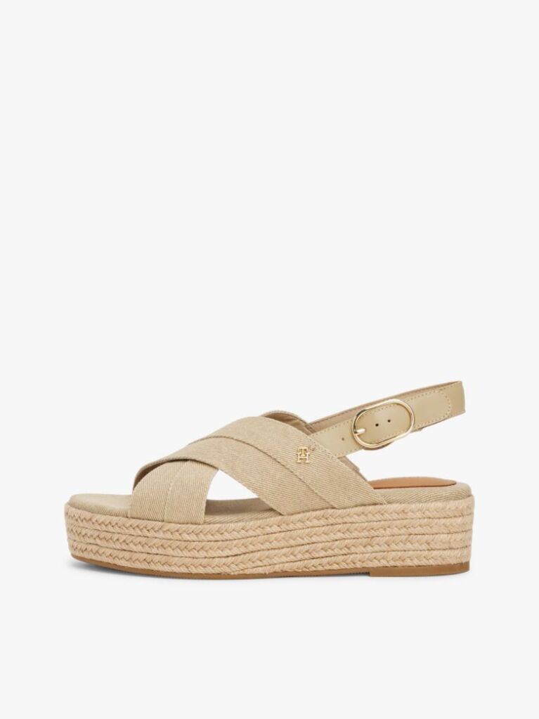Bej Espadrile Cu Platforma Din Denim  Femei