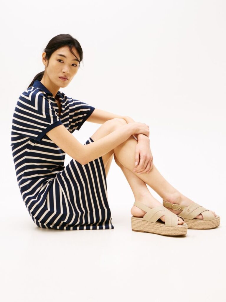 Bej Espadrile Cu Platforma Din Denim  Femei
