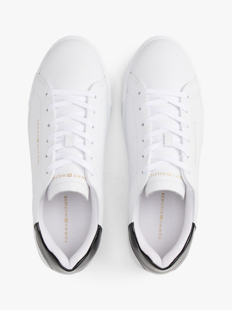 Alb Sneakers Cu Talpa Platforma Si Toc Contrast Din Piele  Femei