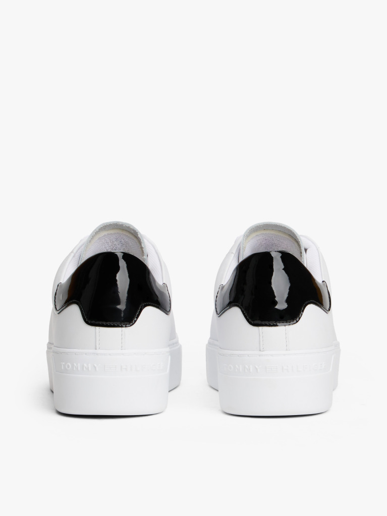 Alb Sneakers Cu Talpa Platforma Si Toc Contrast Din Piele  Femei