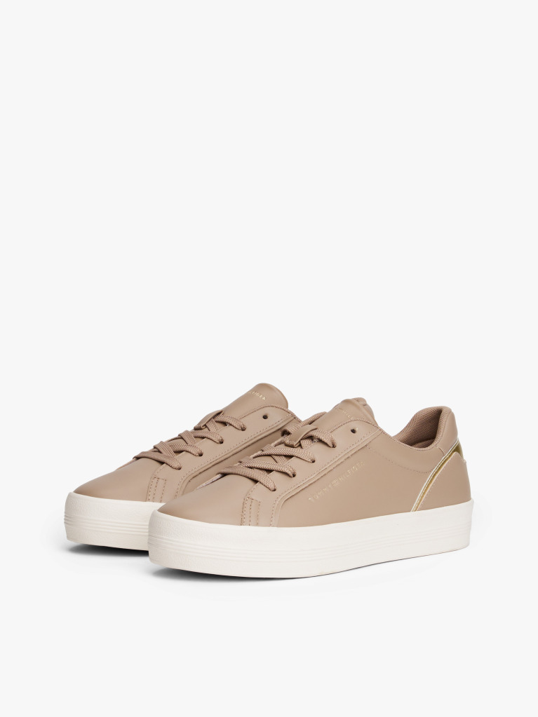 Bej Sneakers Din Piele Cu Talpa Groasa  Femei