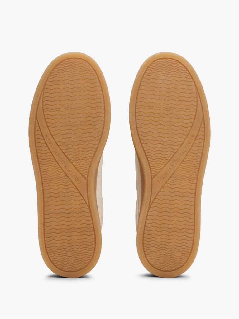 Bej Court Trainers Din Piele Intoarsa Cu Embosare  Femei