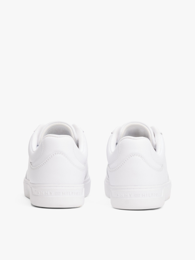 White Leather Embossed Cupsole Trainers  Women