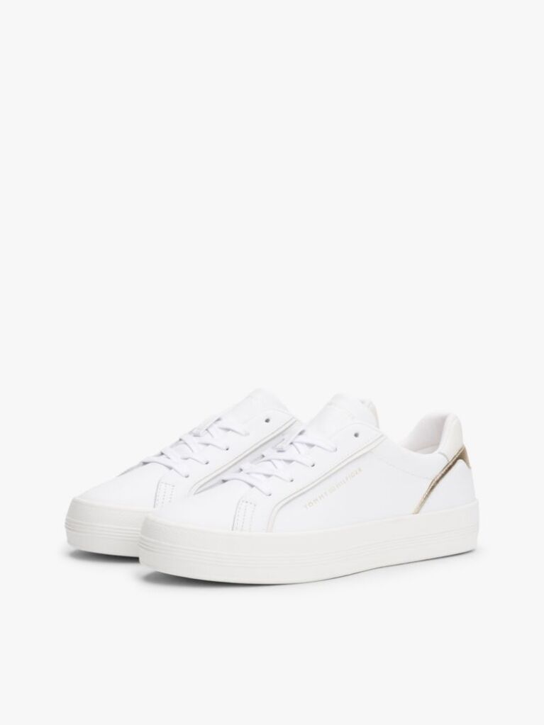Alb Sneakers Din Piele Cu Embosare Metalica  Femei