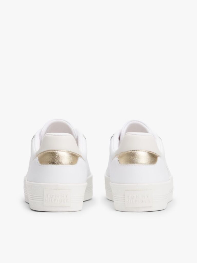 Alb Sneakers Din Piele Cu Embosare Metalica  Femei