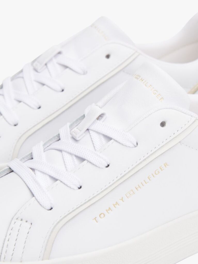 Alb Sneakers Din Piele Cu Embosare Metalica  Femei