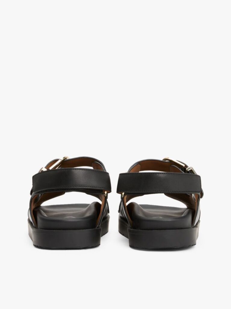 Negru Sandale Din Piele Cu Monograma Th  Femei