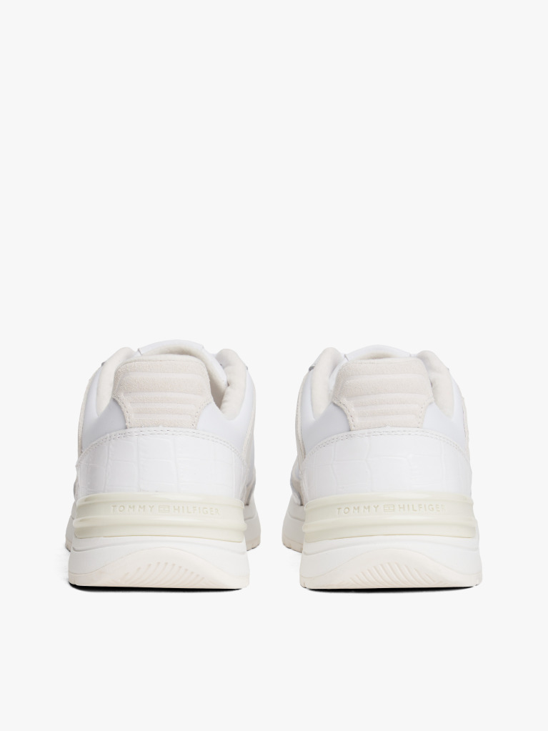 Alb Sneakers Din Piele Cu Talpa Cleat Si Monograma TH  Femei
