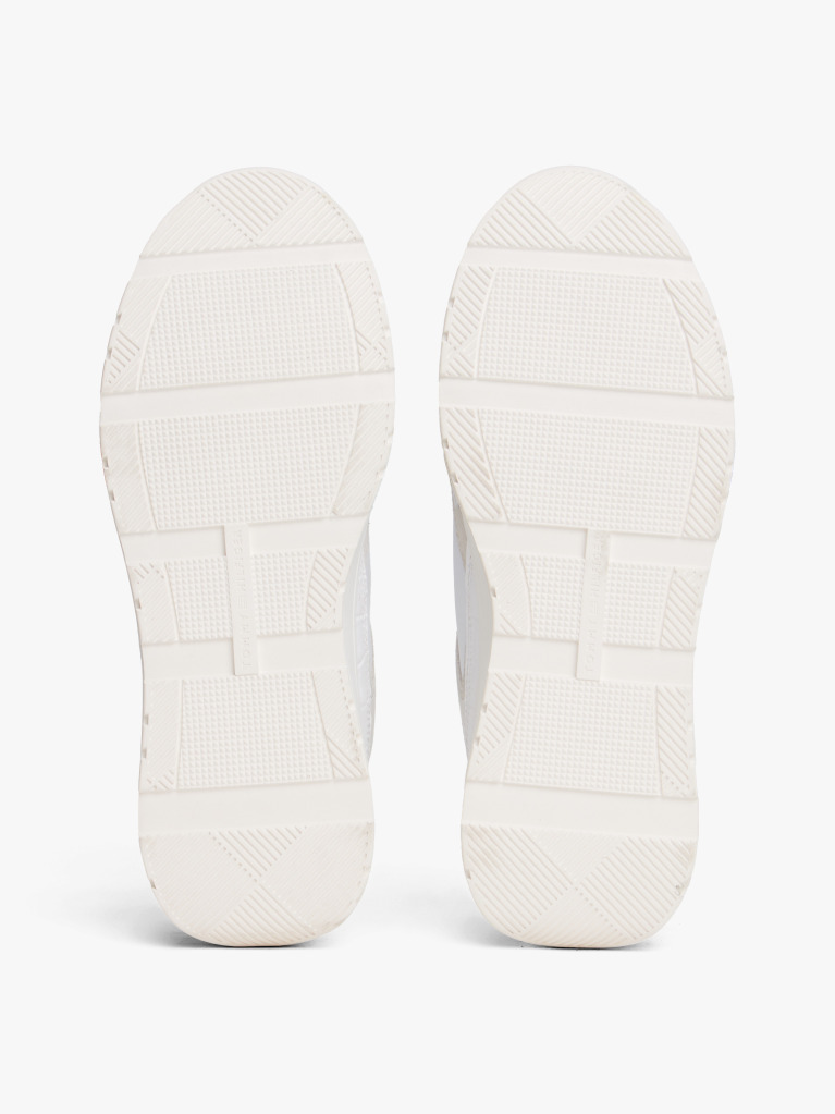 Alb Sneakers Din Piele Cu Talpa Cleat Si Monograma TH  Femei