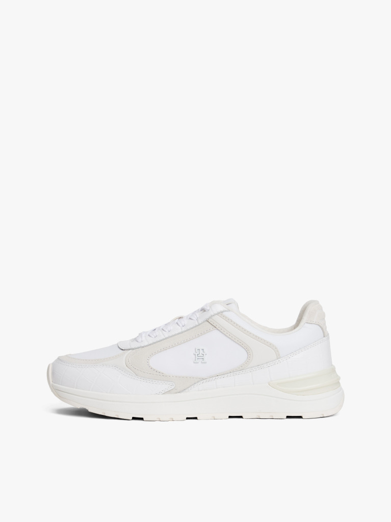 Alb Sneakers Din Piele Cu Talpa Cleat Si Monograma TH  Femei