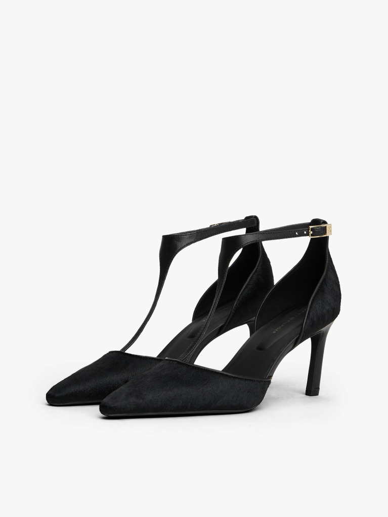 Negru Pantofi Cu Toc Stiletto Si Bareta Ankle T-Bar  Femei