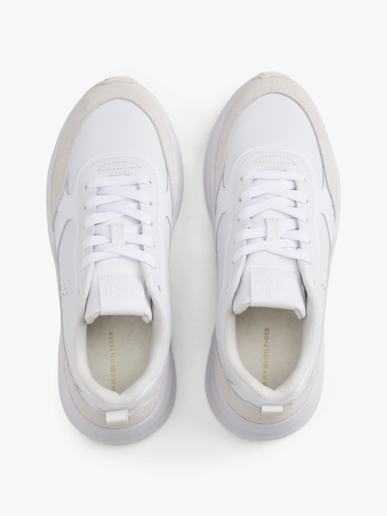 White Leather Patent Chunky Trainers  Women